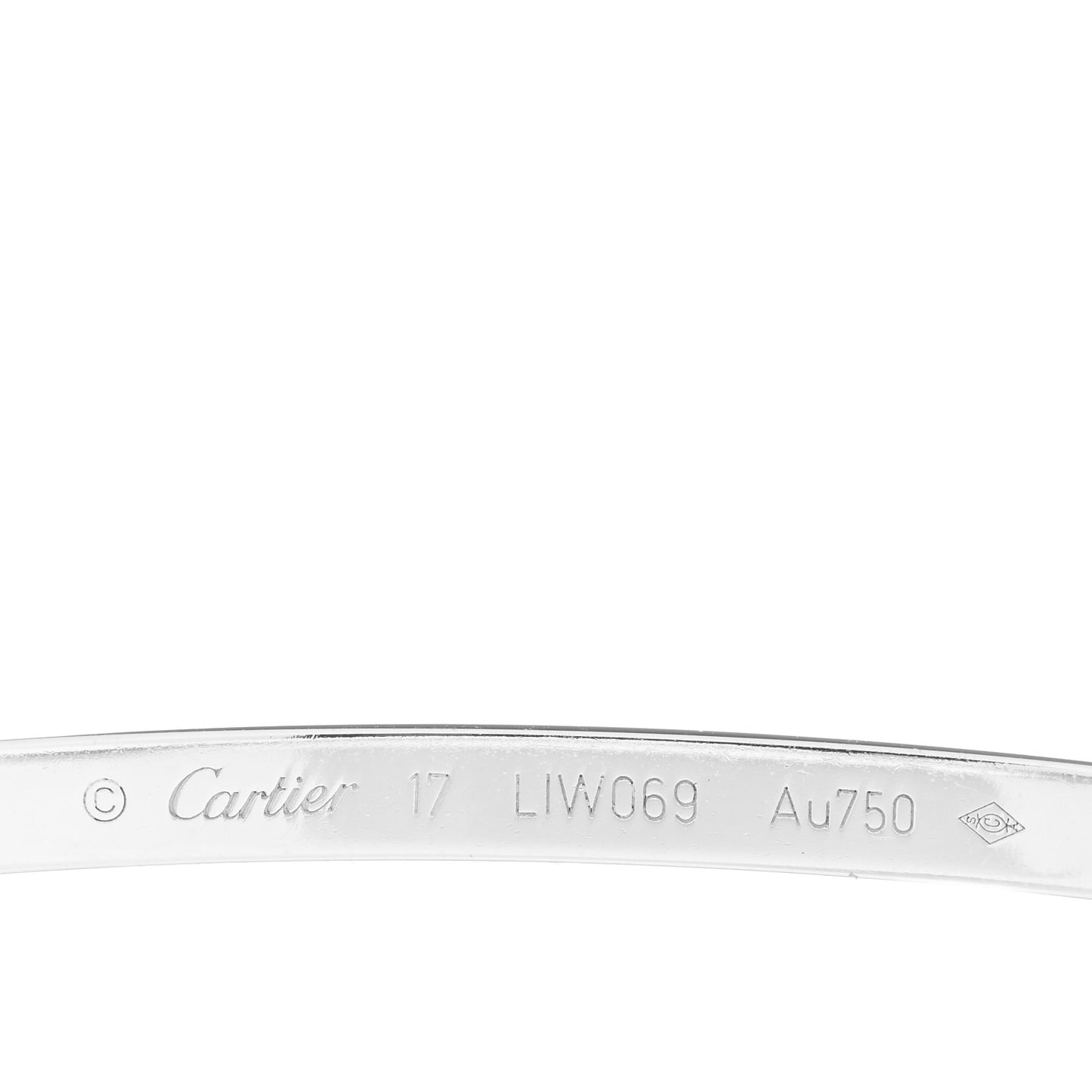 18K White Gold 6 Diamond Small LOVE Bracelet 17