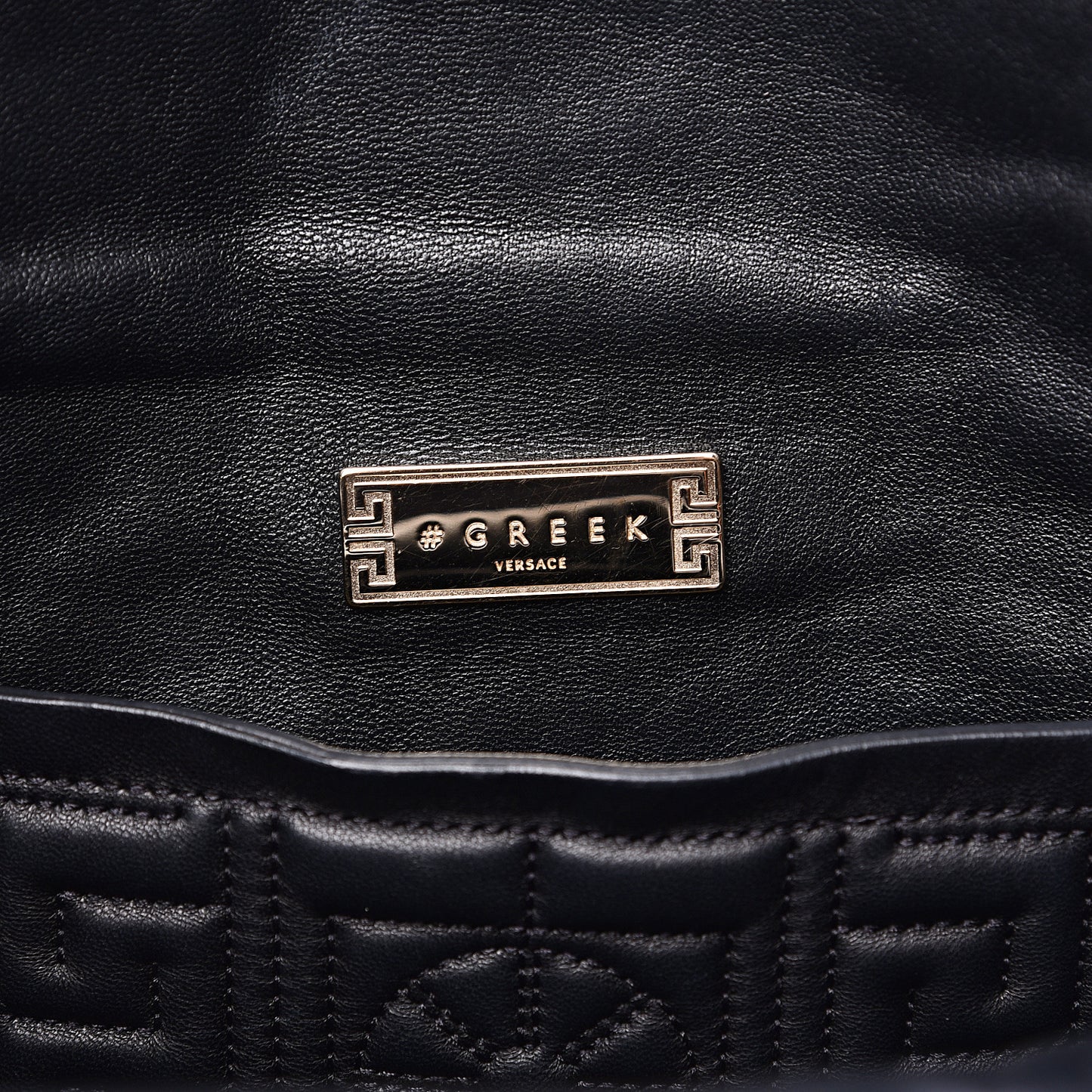 Nappa Ricamo Quilted The Greek Shoulder Bag Black