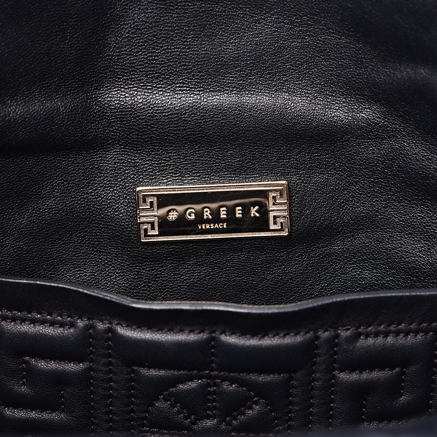 Versace Nappa Ricamo Quilted The Greek Shoulder Bag Black 5 of 10