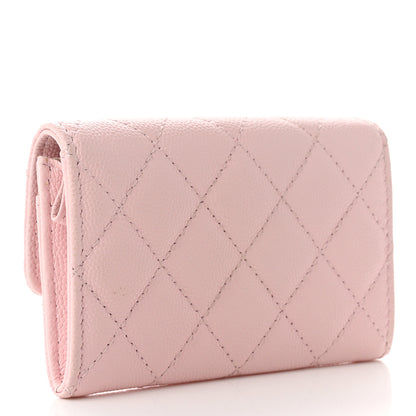Chanel Caviar Quilted Crystal CC Flap Card Holder Pink 3 of 9