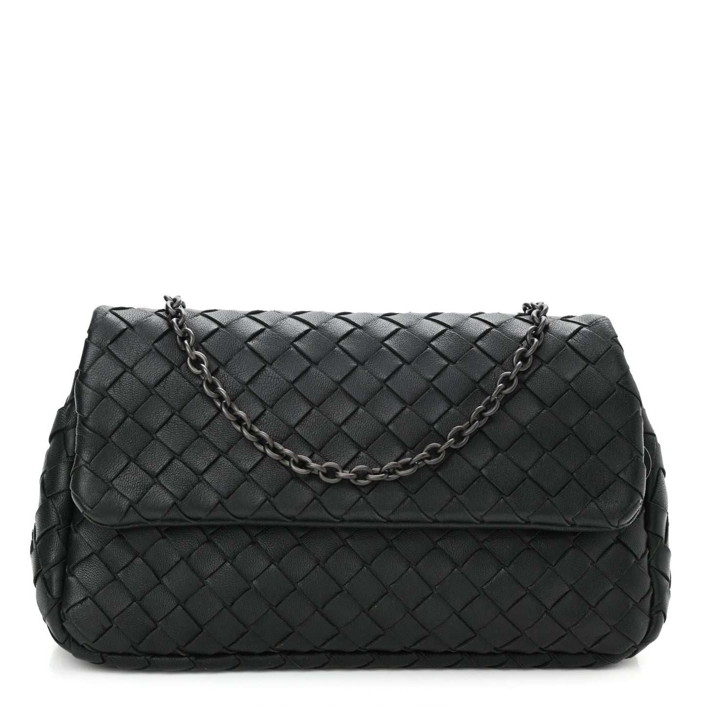 Nappa Intrecciato Small Chain Crossbody Black
