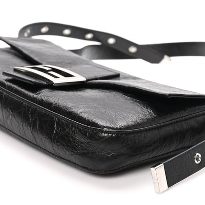 Fendi Crackled Calfskin Baguette 26424 Black 9 of 9