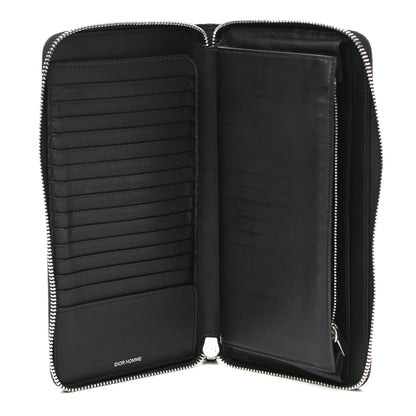 Christian Dior HOMME Calfskin Ribbed Zip Around Wallet Black 5 of 8