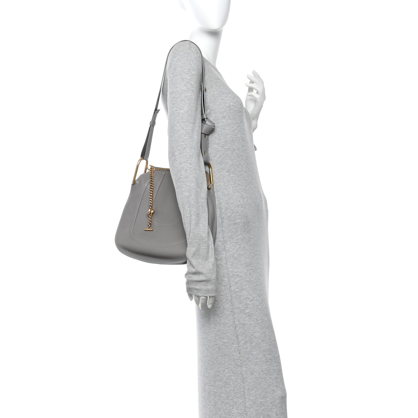 Grained Calfskin Small Hayley Hobo Cashmere Grey