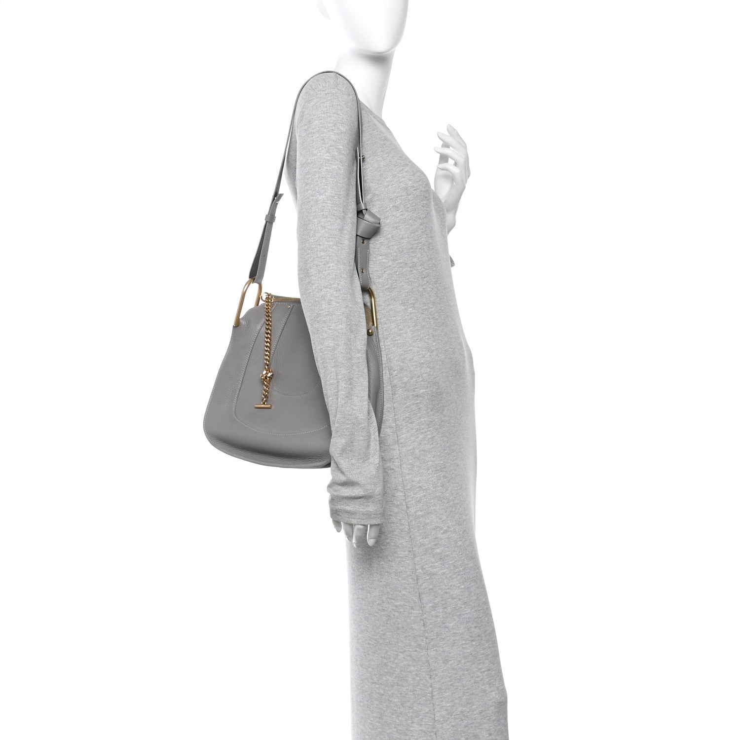 Chloe Grained Calfskin Small Hayley Hobo Cashmere Grey 2 of 15