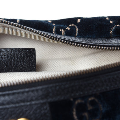 Gucci Velvet GG Monogram Web Belt Bag Blue Beige 9 of 10