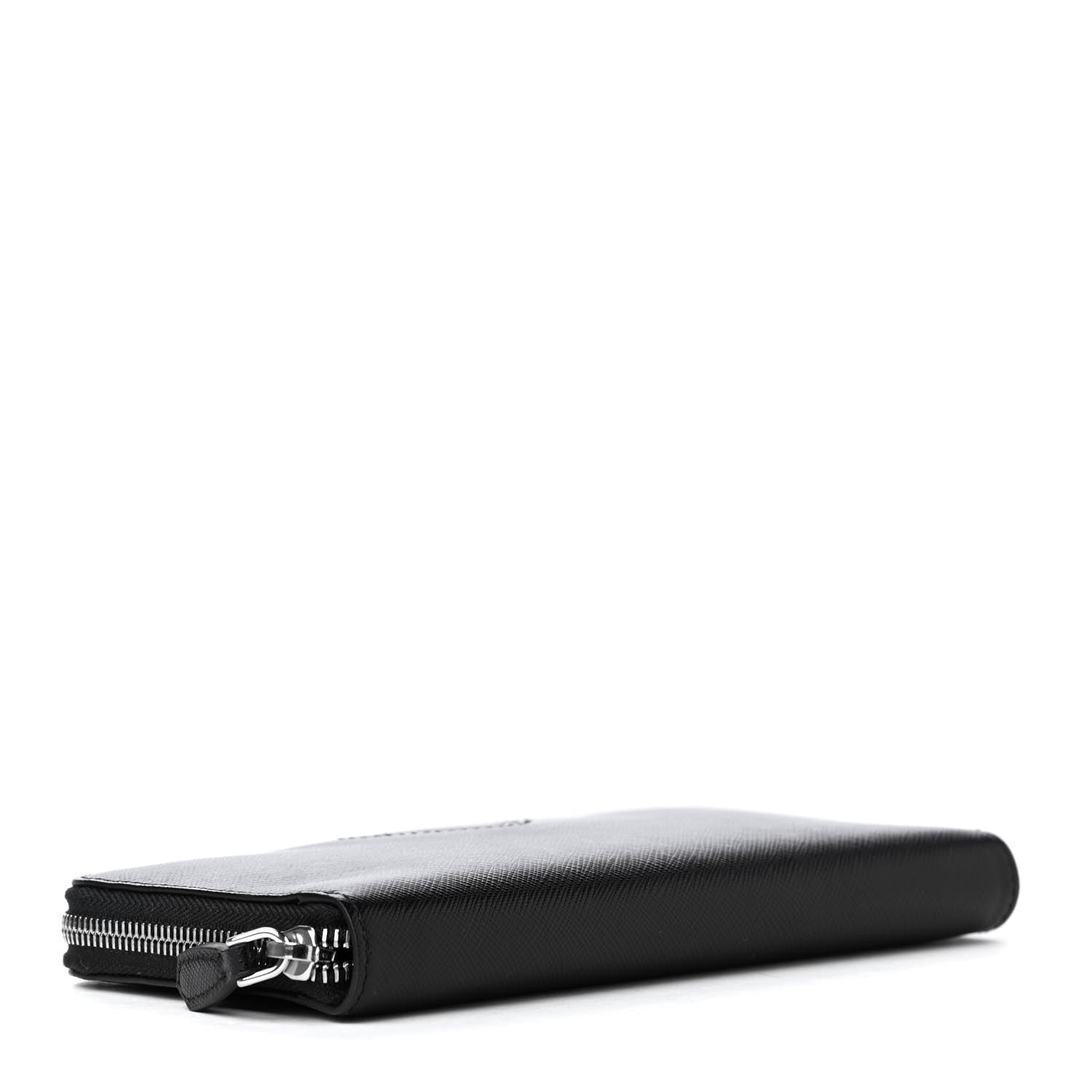 Prada Saffiano Triangle Zip Around Wallet Black 5 of 8