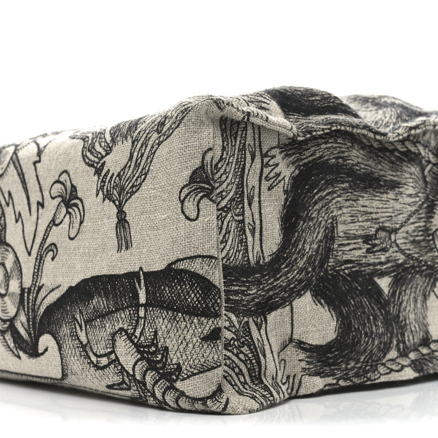 X JAYDE FISH Linen Garden Vertical Tote Black Beige