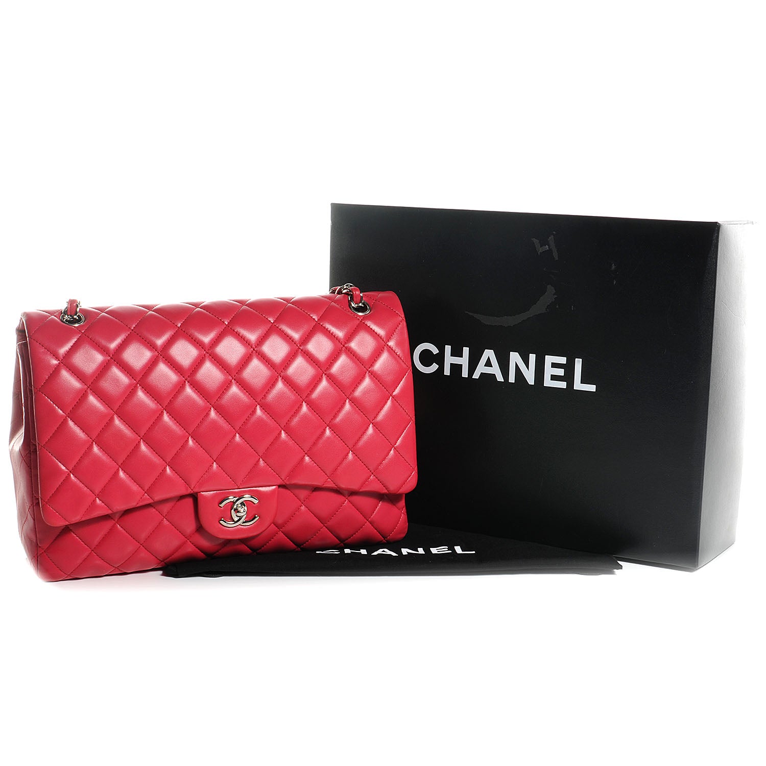 Chanel Lambskin Quilted Maxi Single Flap Fuchsia 5 of 8