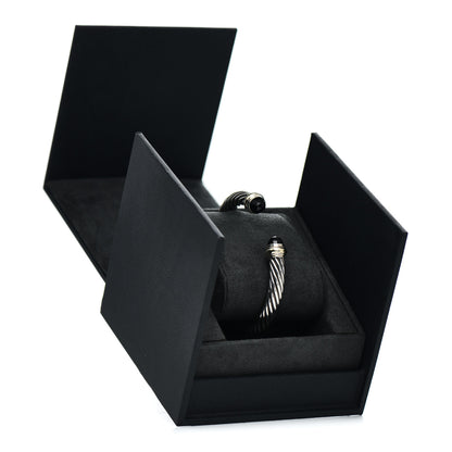 David Yurman Sterling Silver 14K Yellow Gold Black Onyx 7mm Cable Classics Bracelet 5 of 5