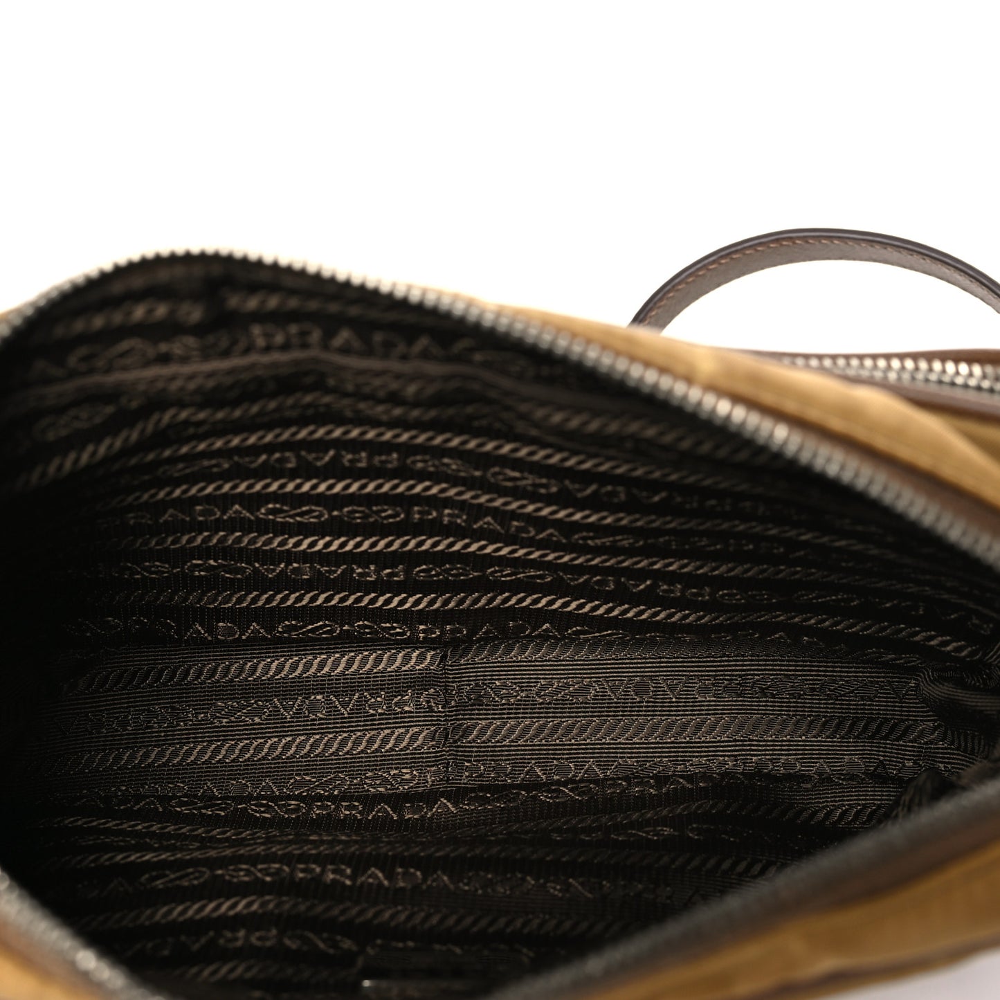Nylon Saffiano Vela Double Zip Crossbody Bag Tabacco