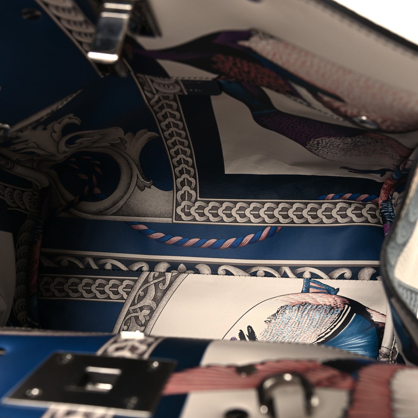 Calfskin Elisabetta Piccolo Print The Studio Bag White Multicolor