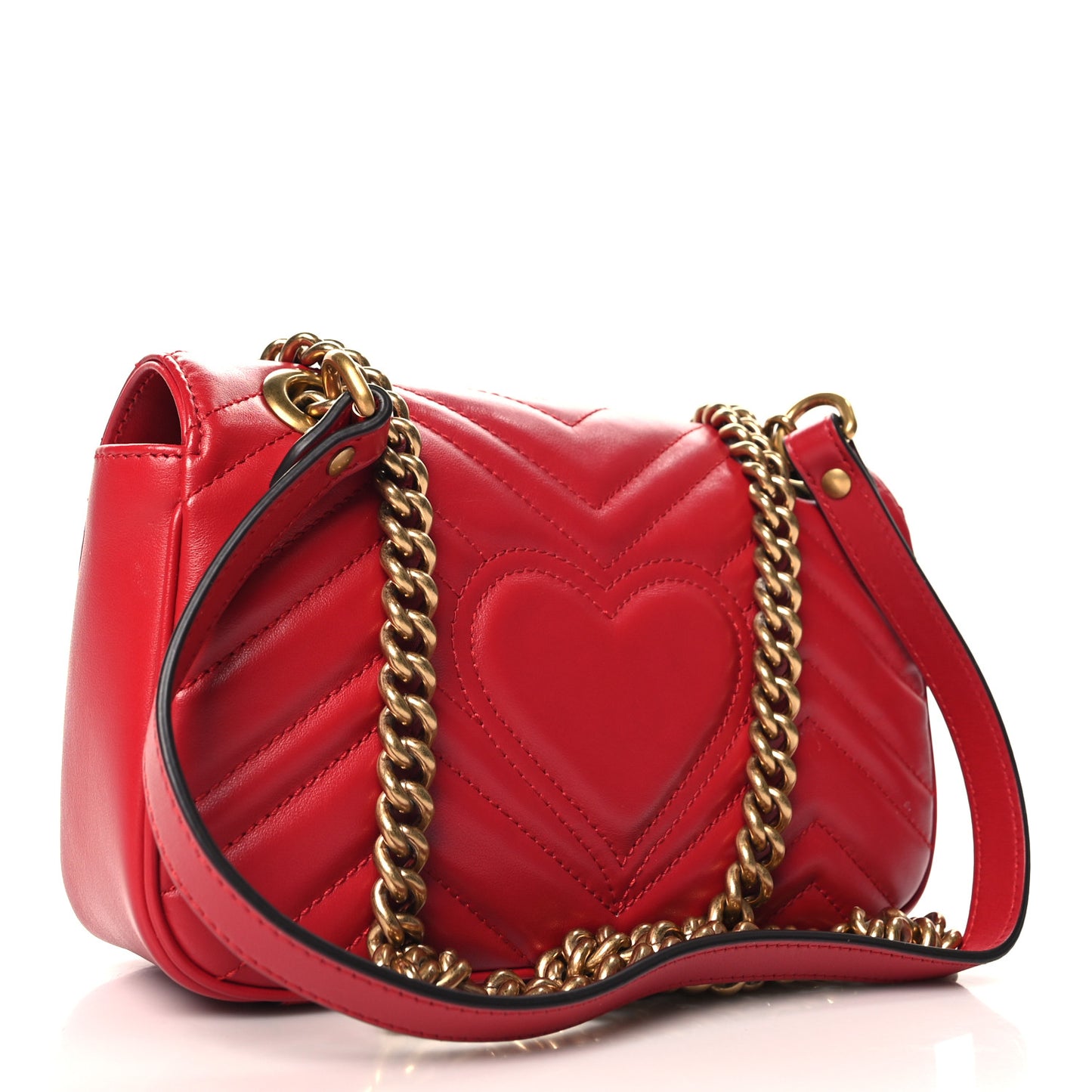 Calfskin Matelasse Mini GG Marmont Shoulder Bag Hibiscus Red