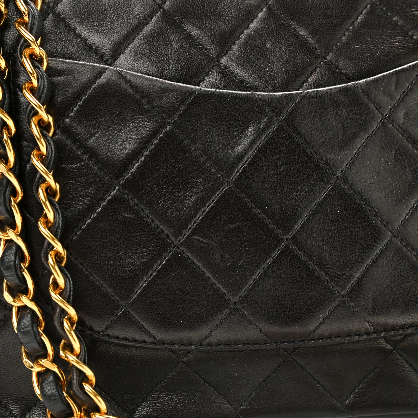 Lambskin Quilted Medium Double Flap Dark Brown