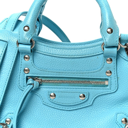 Balenciaga Grained Calfskin Neo Classic Silver Hardware Mini City Azur 8 of 10