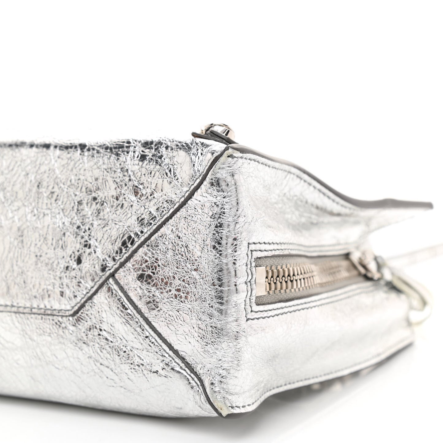 Metallic Calfskin Papier Mini A4 Tote Silver