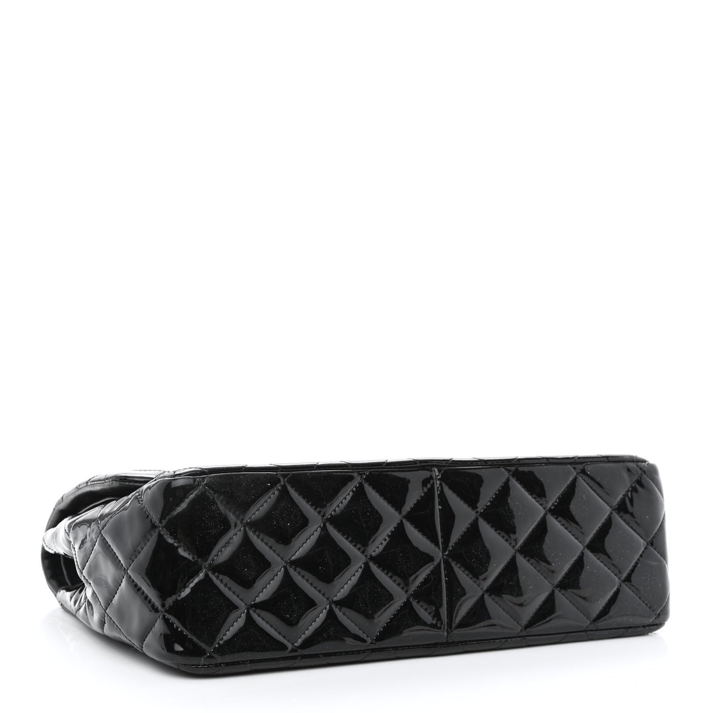 Patent Quilted Jumbo Double Flap Black