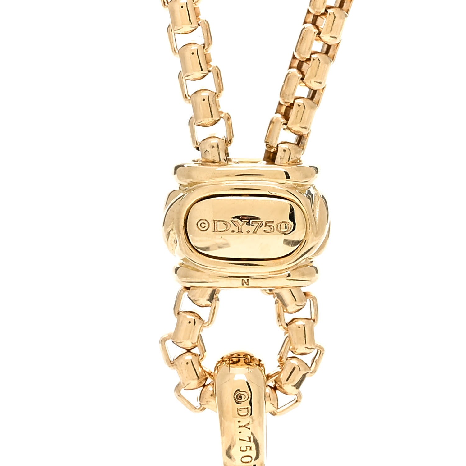 David Yurman 18K Yellow Gold Diamond Elements Disc Pave Pendant Necklace 4 of 4