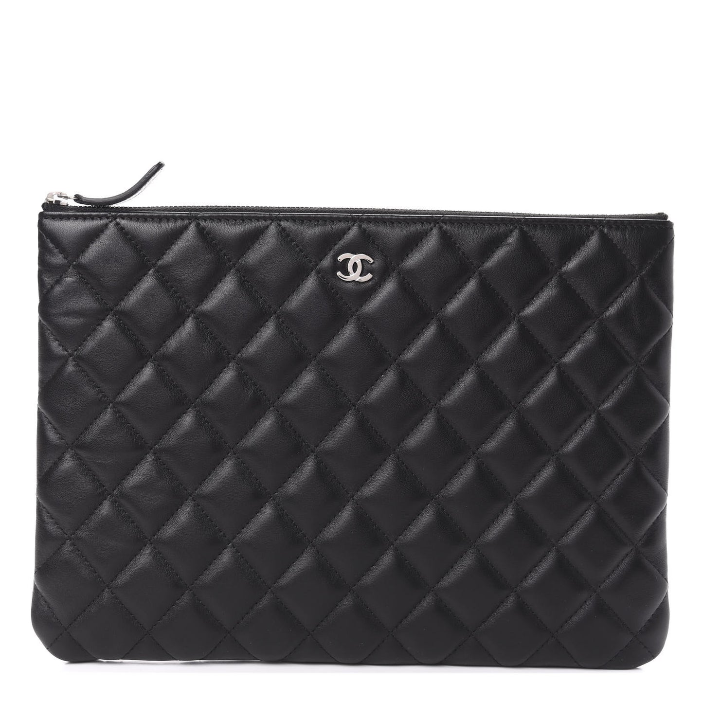 Lambskin Quilted Large Cosmetic Case Black