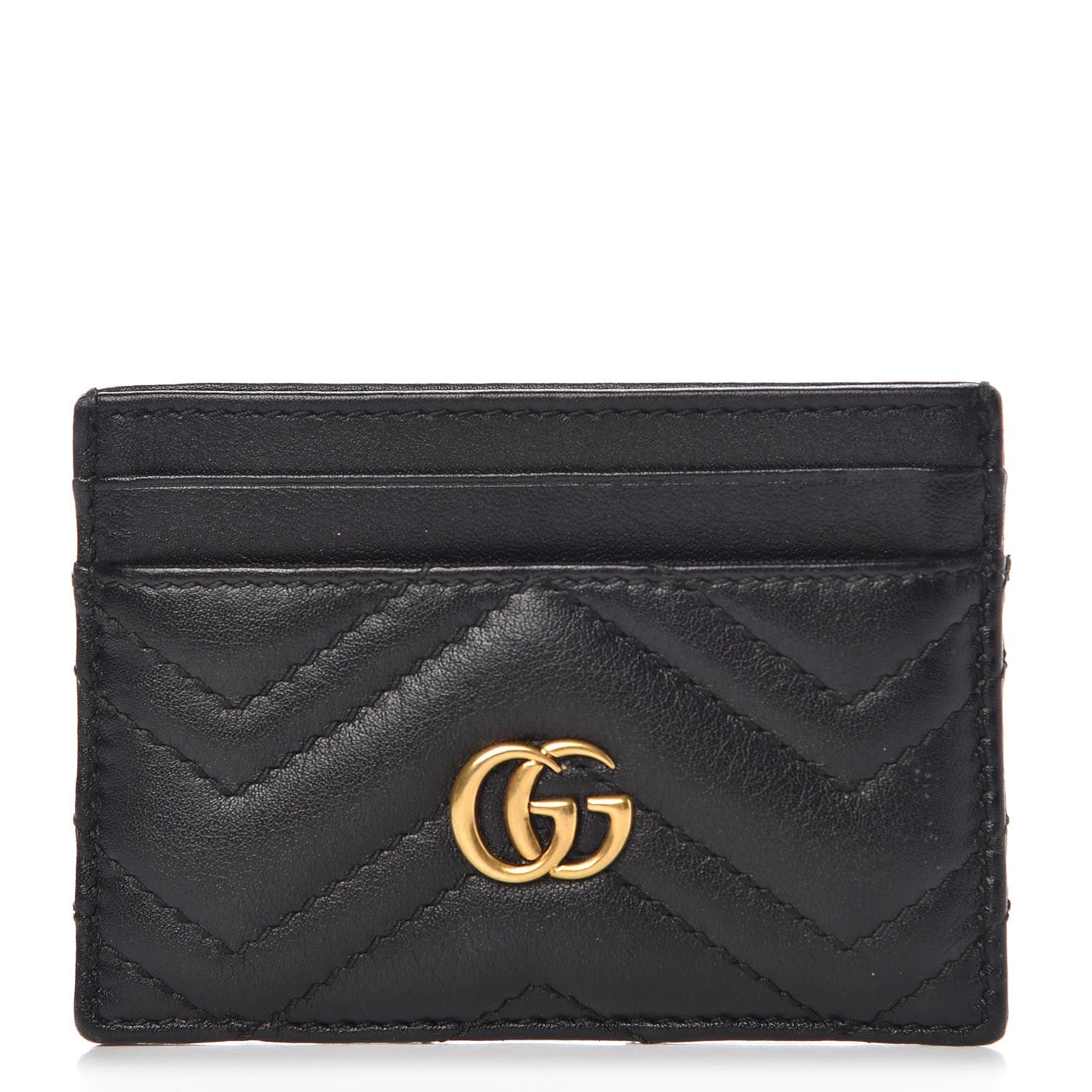 Gucci Calfskin Matelasse GG Marmont Card Holder Black 1 of 9