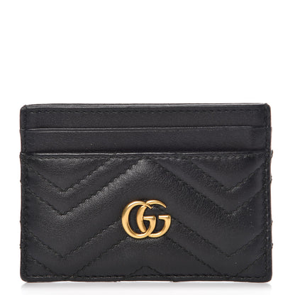 Gucci Calfskin Matelasse GG Marmont Card Holder Black 1 of 9