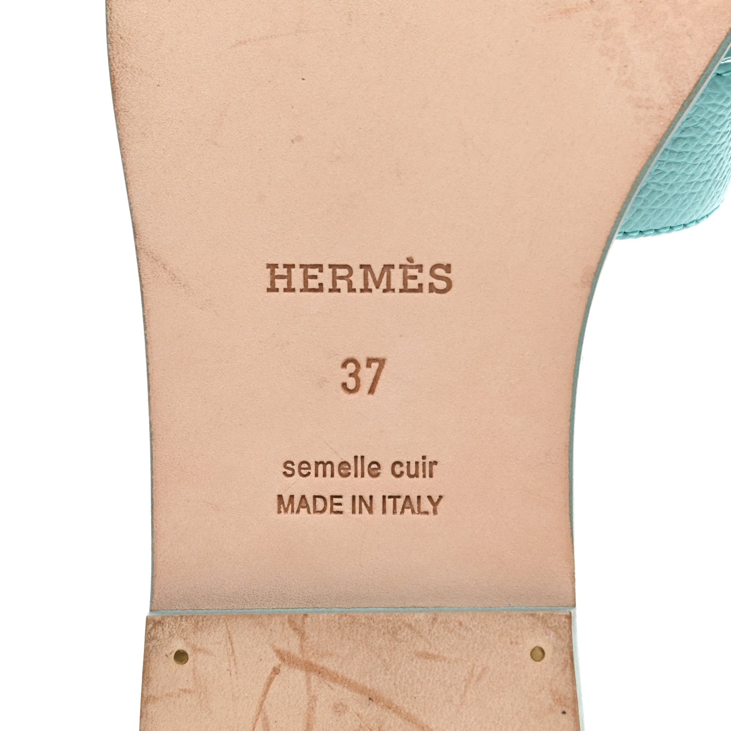 Hermes Epsom Oran Sandals 37 Bleu Littoral 6 of 12