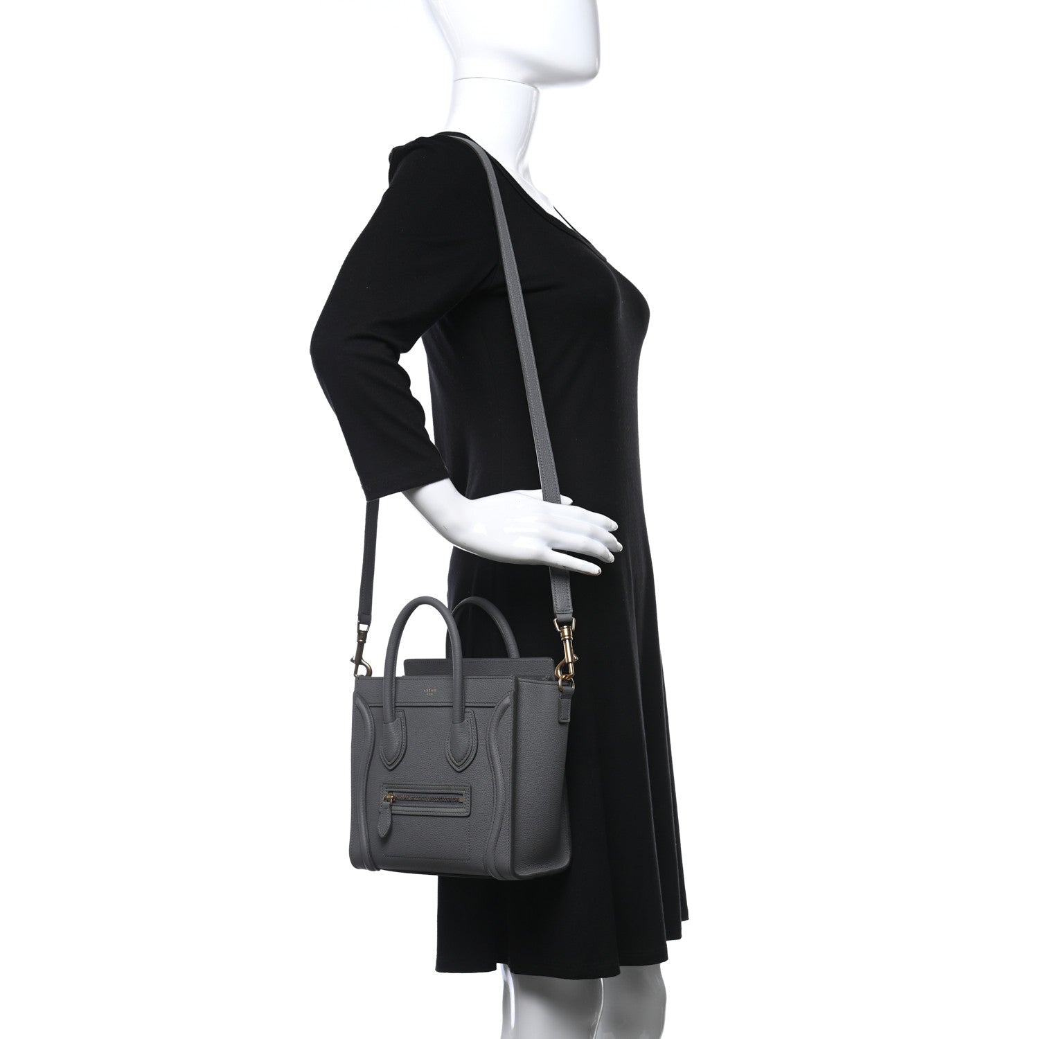 Celine Drummed Calfskin Nano Luggage Amazone 2 of 10