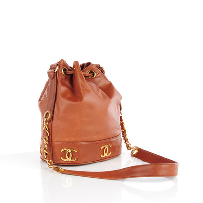 Chanel Lambskin CC Drawstring Shoulder Bag Light Brown 3 of 9
