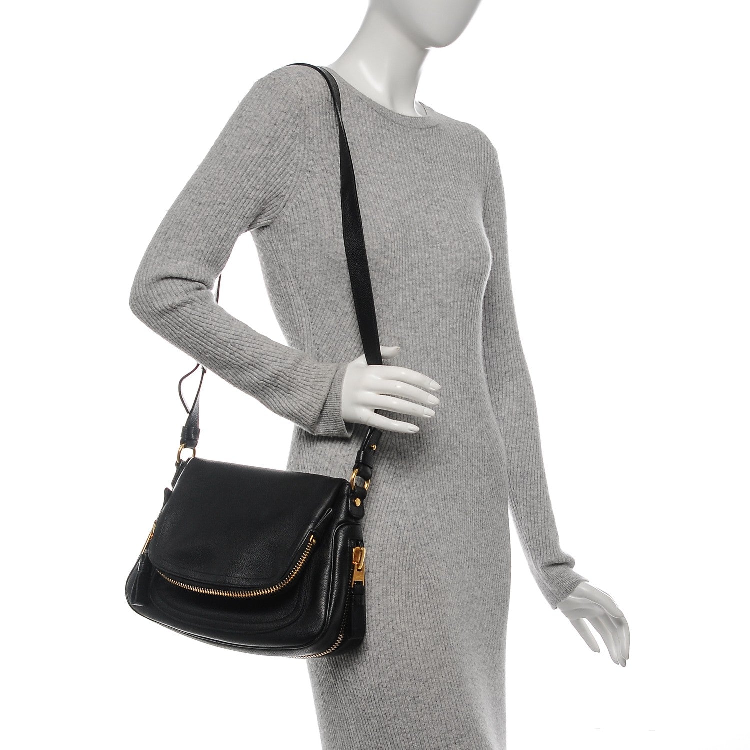 Tom Ford Grained Calfskin Medium Jennifer Crossbody Bag Black 2 of 12