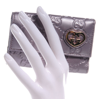 Gucci Metallic Soft Guccissima Lovely 6 Key Holder Wallet Senanque 2 of 7