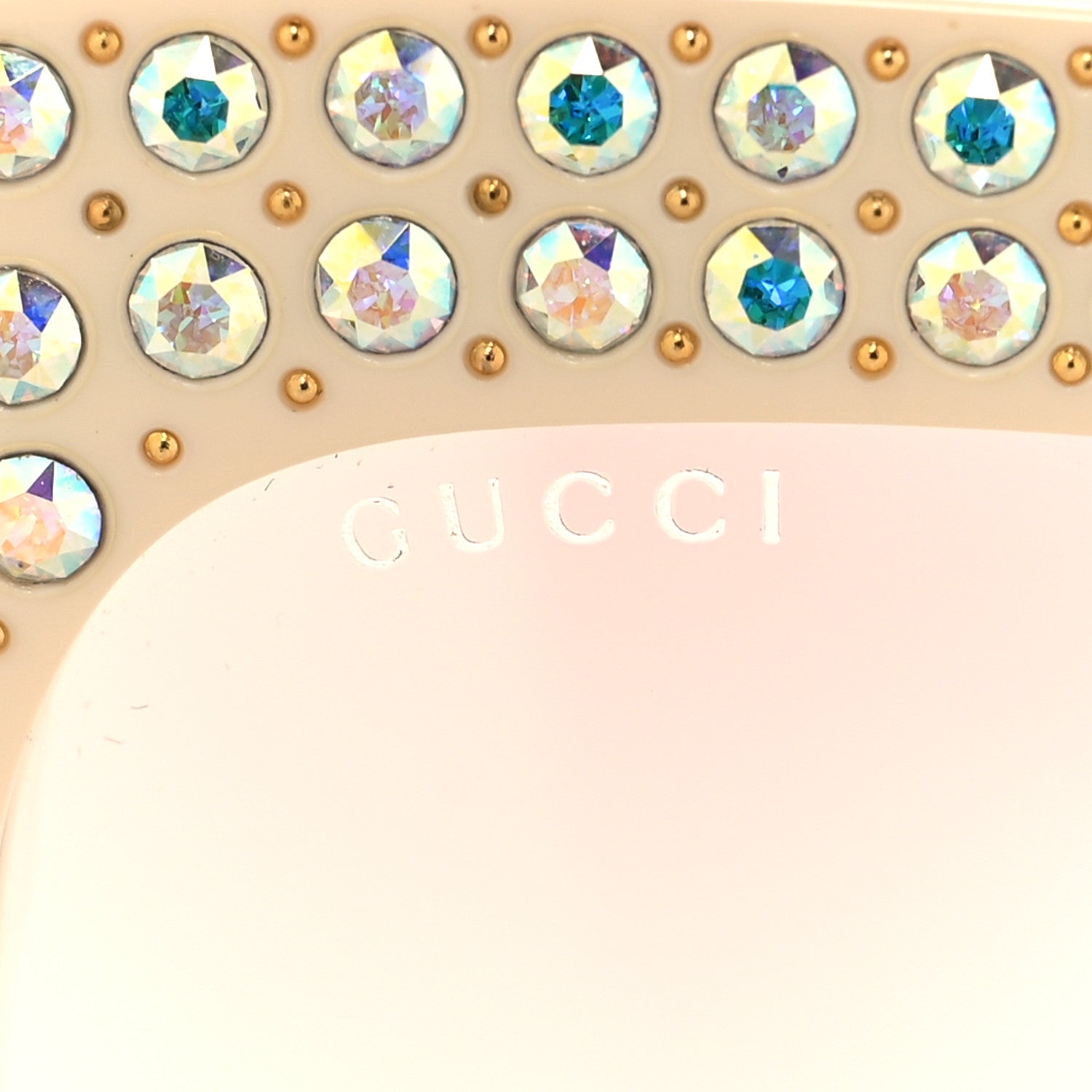 Gucci Acetate Crystal Oversize Hollywood Forever Sunglasses GG0144S Ivory 7 of 9