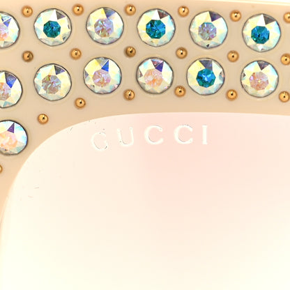 Gucci Acetate Crystal Oversize Hollywood Forever Sunglasses GG0144S Ivory 7 of 9