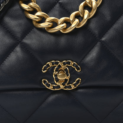 Chanel Lambskin Quilted Large Chanel 19 Flap Dark Blue 8 of 11