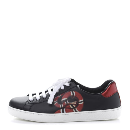 Gucci Calfskin Kingsnake Mens Ace Sneakers 8.5 Black Multicolor 1 of 10