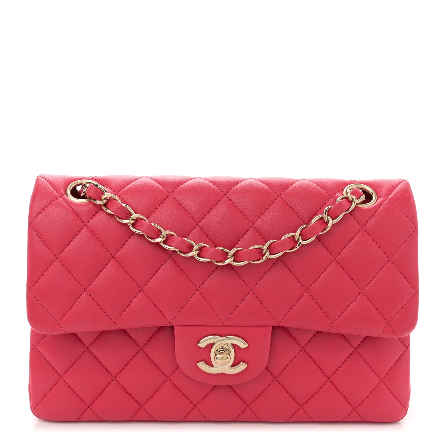 Chanel Lambskin Quilted Small Double Flap Dark Pink 1 of 10
