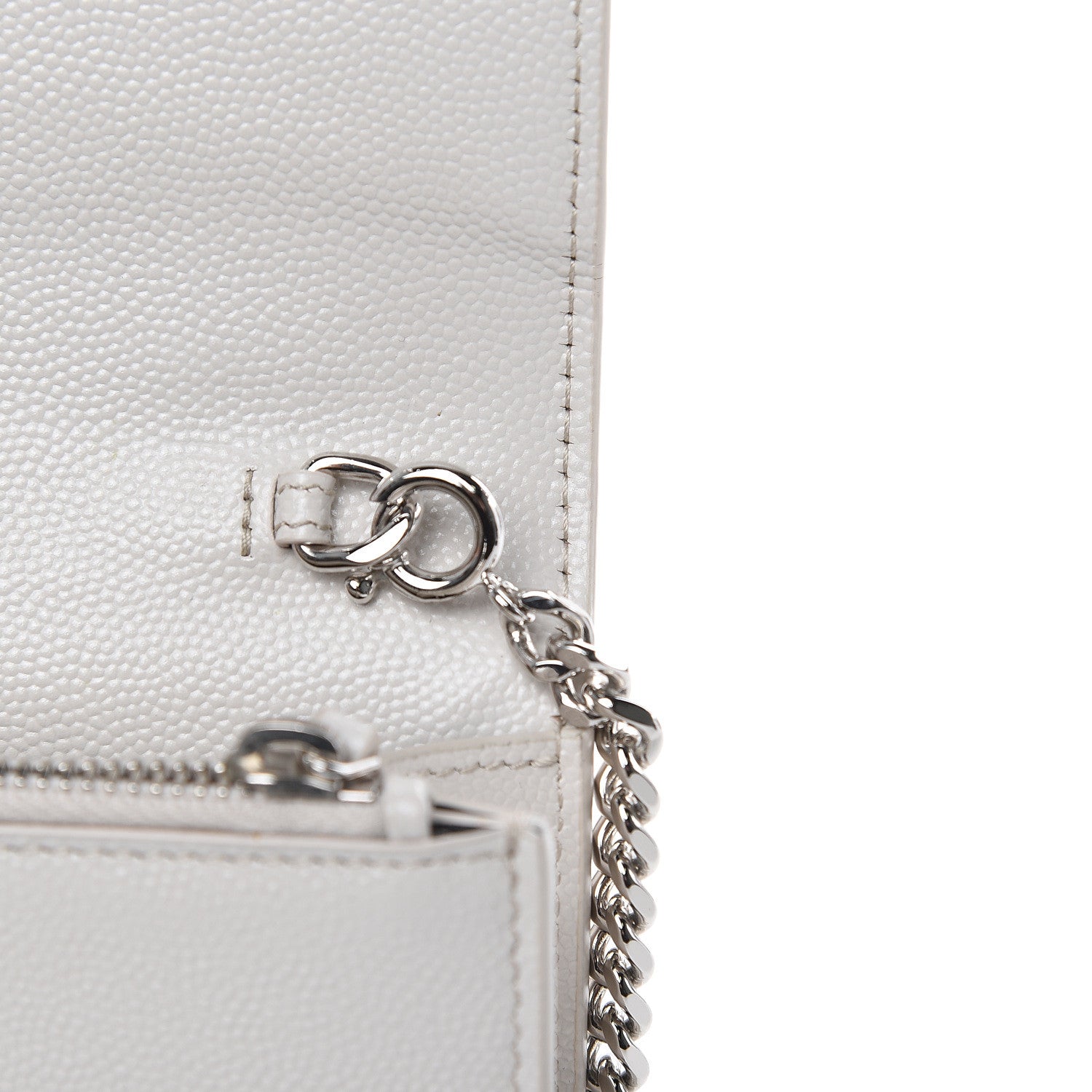 Saint Laurent Grain De Poudre Small Classic Monogram Kate Tassel Chain Wallet Icy White 9 of 10