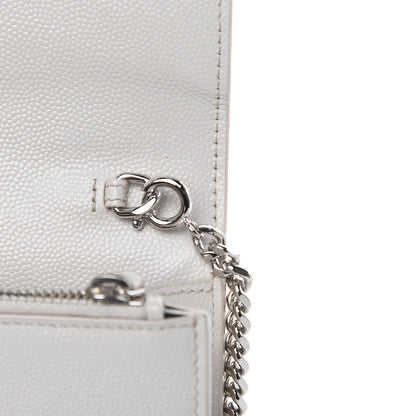 Saint Laurent Grain De Poudre Small Classic Monogram Kate Tassel Chain Wallet Icy White 9 of 10