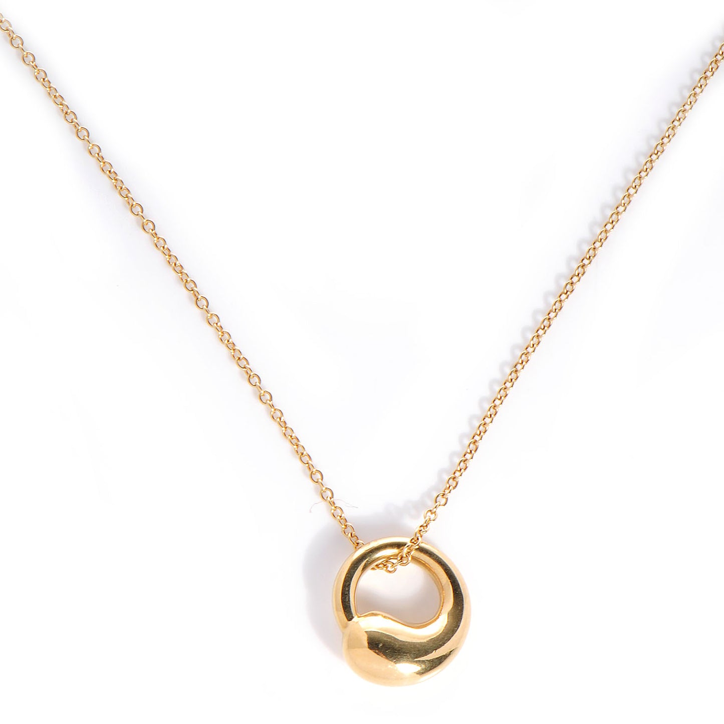 18K Yellow Gold 9mm Eternal Circle Pendant Necklace