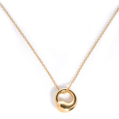 Tiffany 18K Yellow Gold 9mm Eternal Circle Pendant Necklace 1 of 6