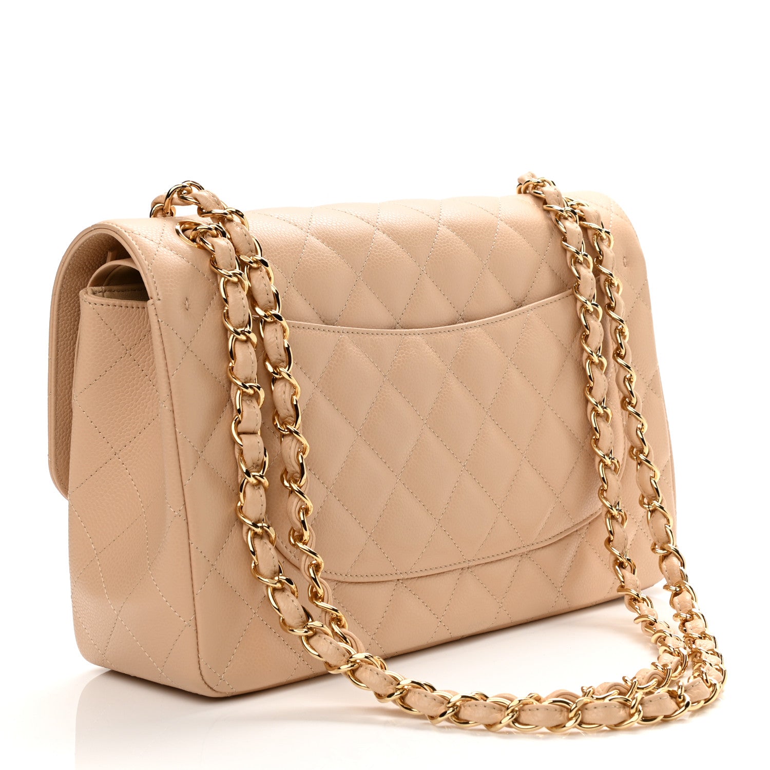Chanel Caviar Quilted Jumbo Double Flap Light Beige 3 of 11