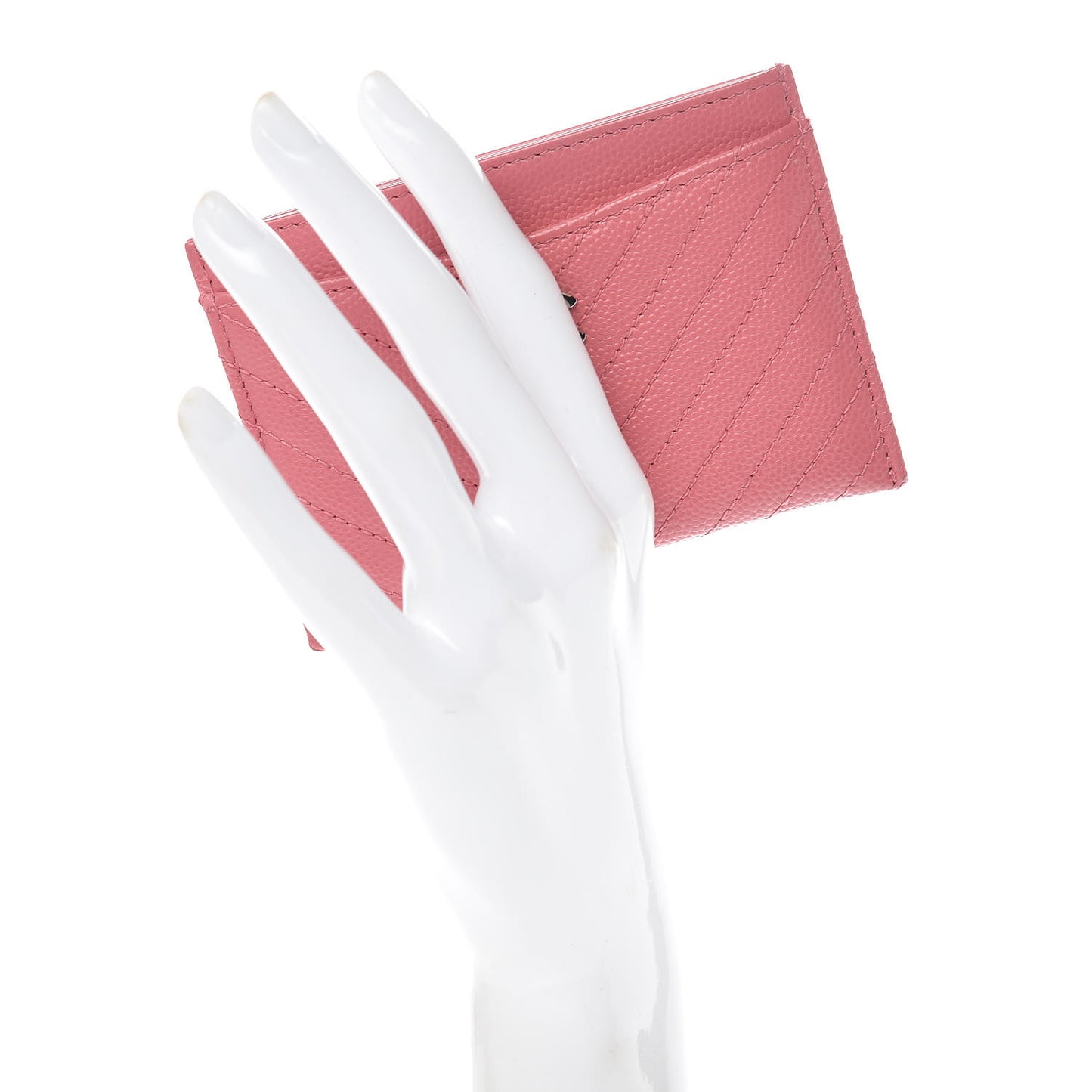 Caviar Chevron Quilted Card Holder Pink