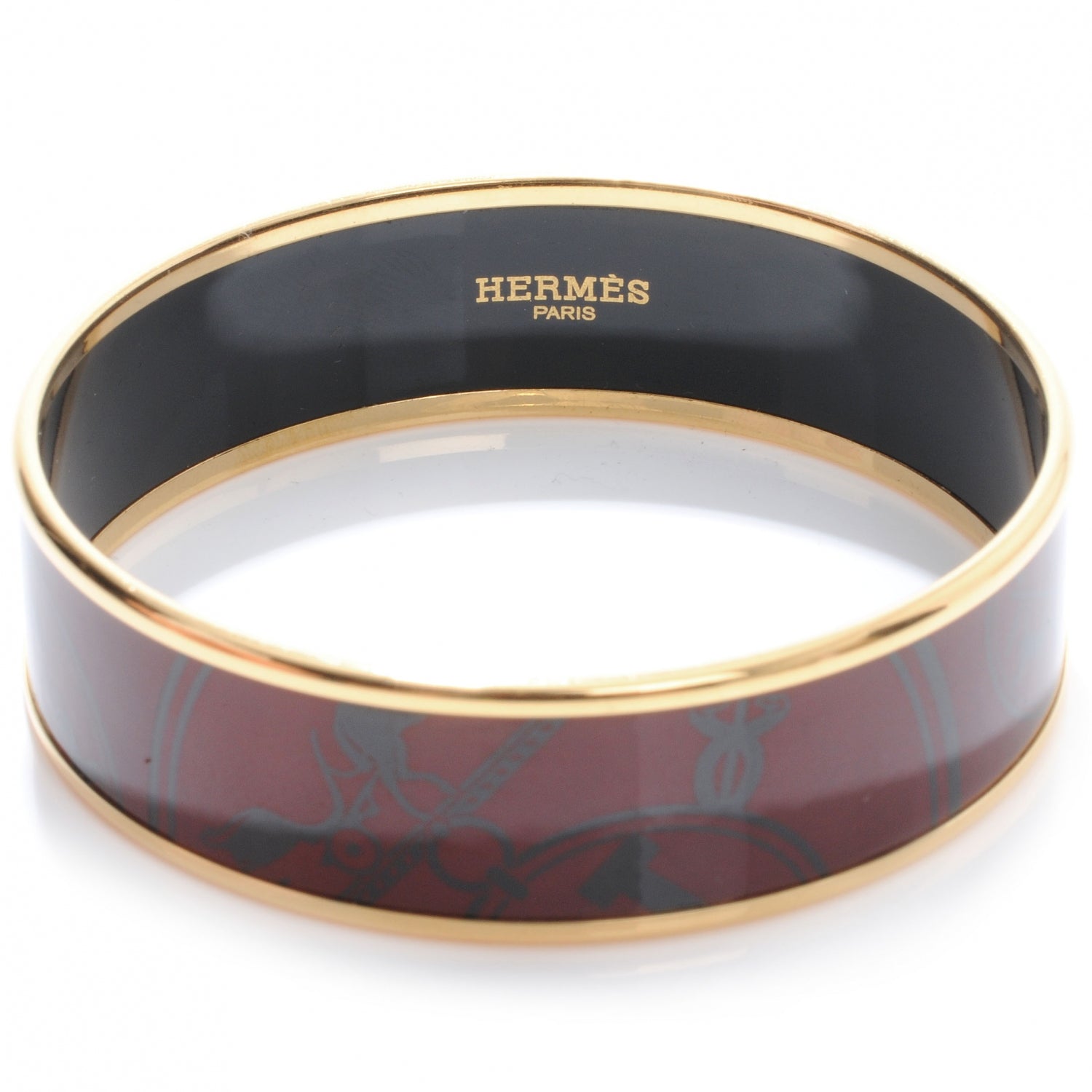 Hermes Enamel Printed Ex Libris Wide Bracelet 65 7 of 7
