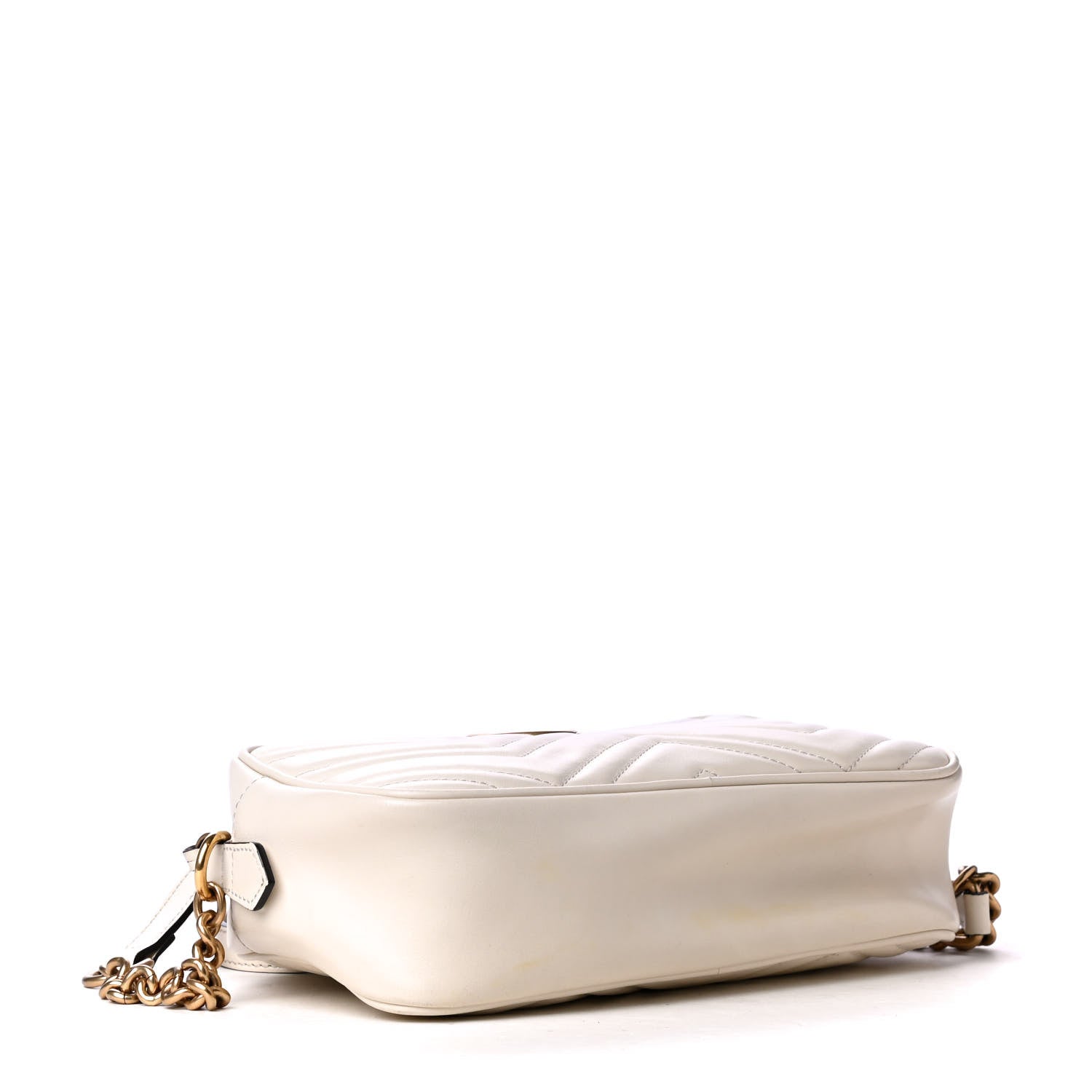 Gucci Calfskin Matelasse Small GG Marmont Chain Shoulder Bag White 3 of 4