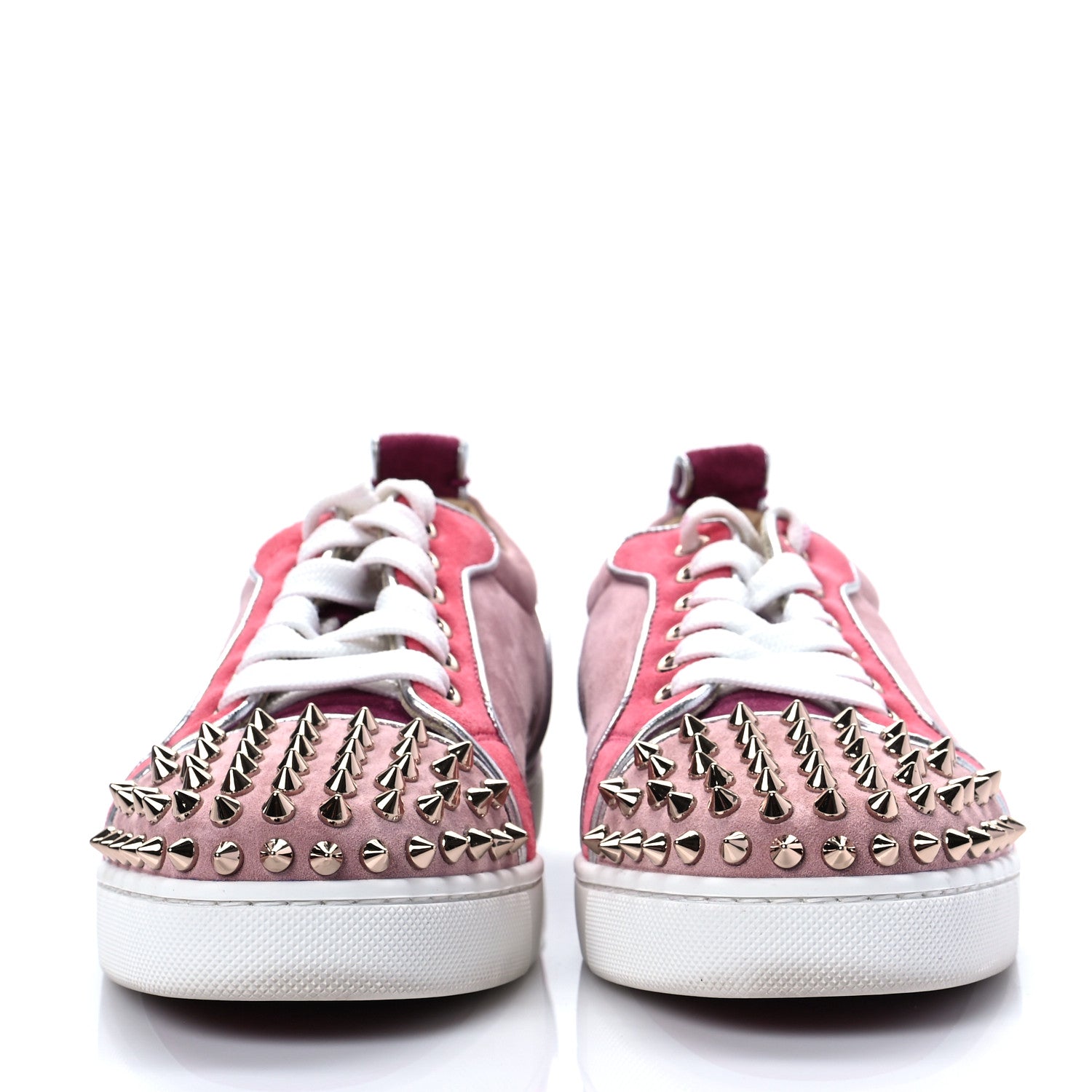 Christian Louboutin Veau Velours Calfskin Spikes Womens Vieira Flat Sneakers 37 Multicolor 2 of 8