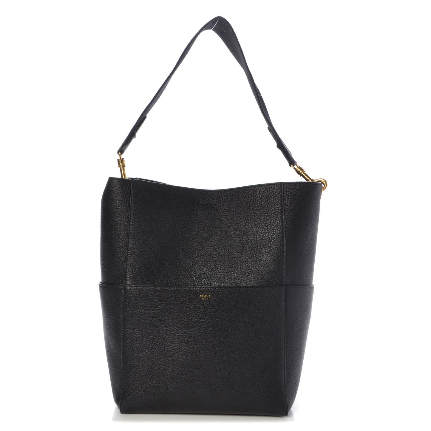Goatskin Sangle Bucket Bag Black