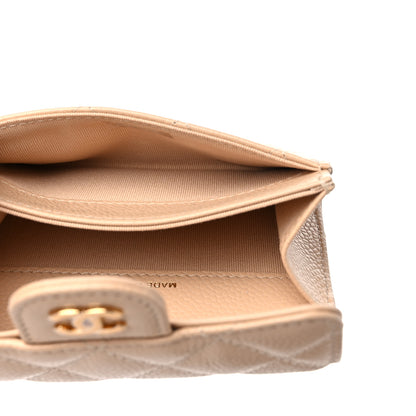 Chanel Caviar Quilted Flap Card Holder Wallet Beige 6 of 10