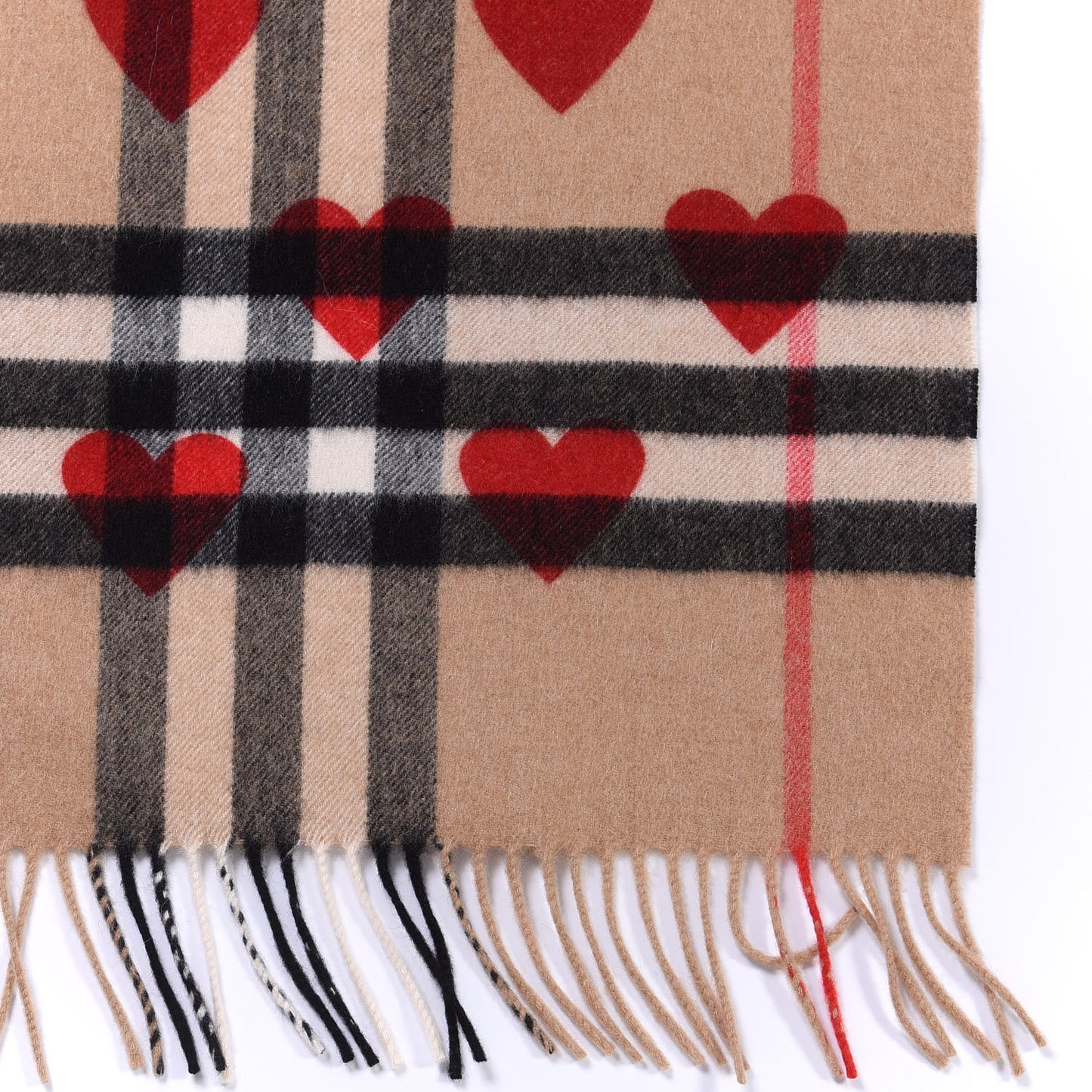 Cashmere Giant Heart Fringe Scarf Camel