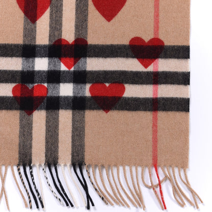 Burberry Cashmere Giant Heart Fringe Scarf Camel 3 of 4