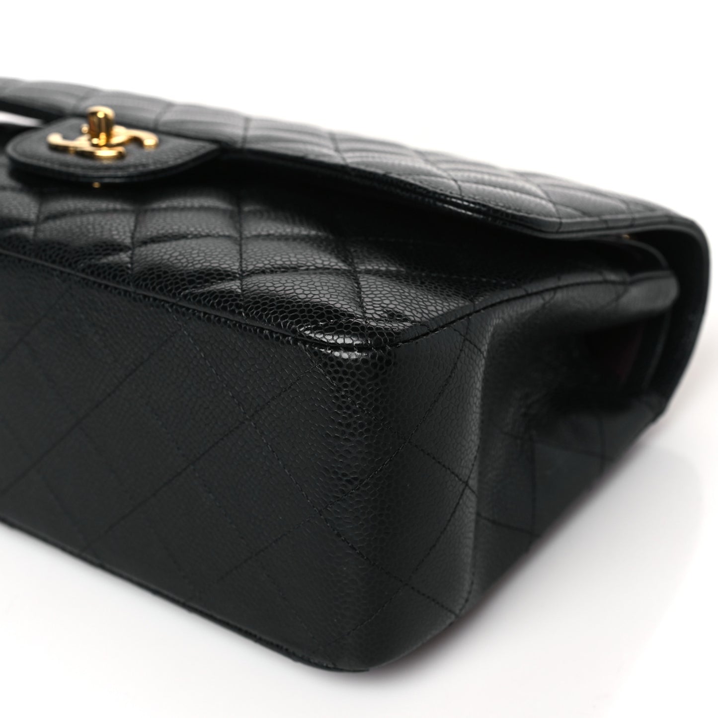 Caviar Quilted Jumbo Double Flap Black