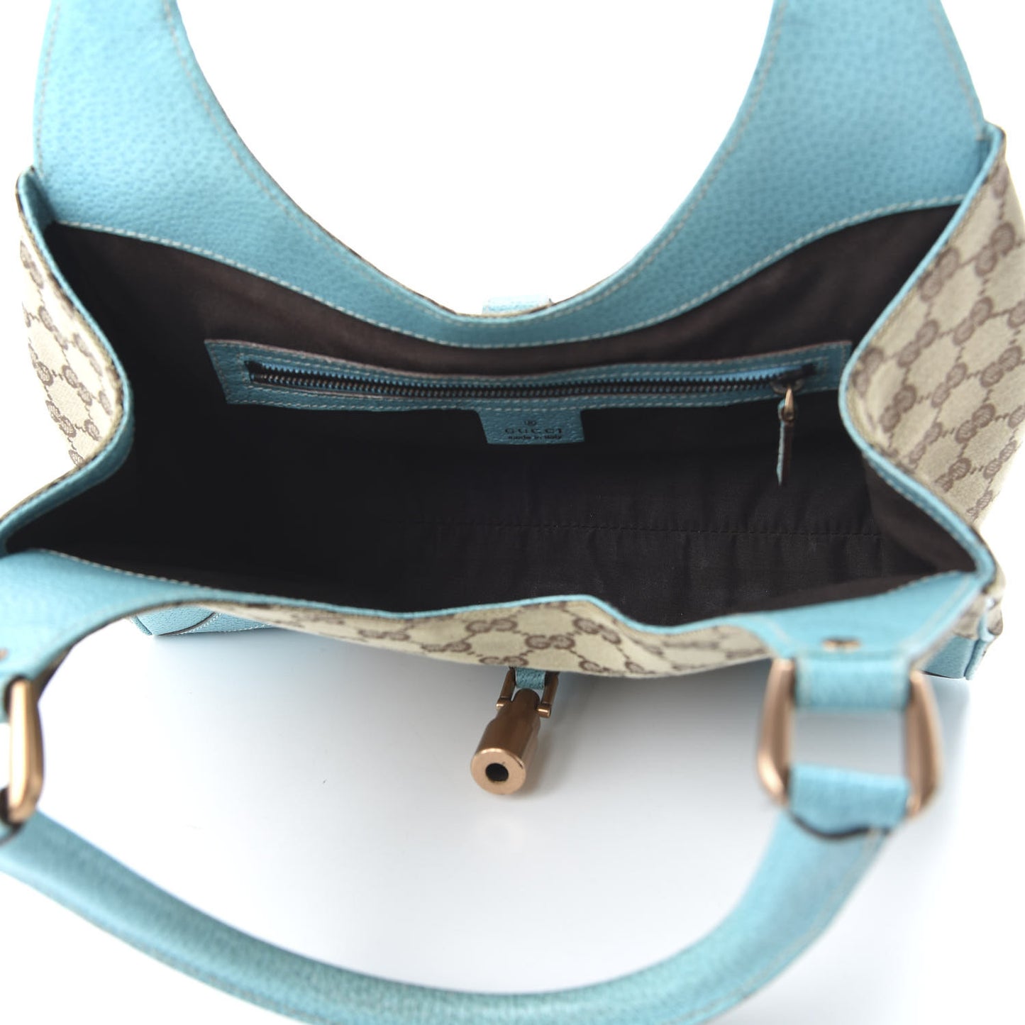 Monogram Calfskin Large Bardot Shoulder Bag Turquoise